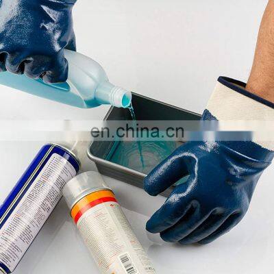Blue Nitrile Gloves Oil Proof Chemical Resistance Nitrile Coated Safety Cuff Jersey Liner Work Gloves Safety Gloves for Work photo-4