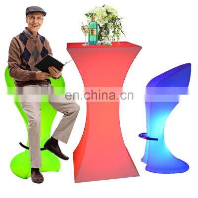 Outdoor Home Bar Event Garden glow illuminated night club led light bar stool furniture high cocktail table chair set
