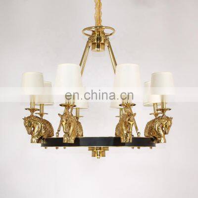 Antique Style Fabric Lamp Shade Bronze French Brass Chandelier photo-2