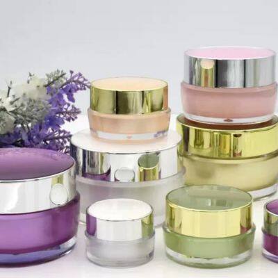 Acrylic Luxury Cream Jars Cosmetic Jars 10g 20g 50g Lids Glass Jar With Screw Top Lid High Quality photo-3