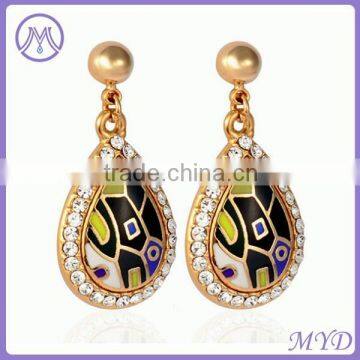 Copper Material 18K Gold Plated Crystal Rhinestone Vintage Drop Earrings For Women