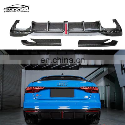 A4 S4 B9.5 KB Style Carbon Fiber Rear Diffuser With Lamp Rear Bumper Lip For Audi A4 S4 B9.5 2020-2023