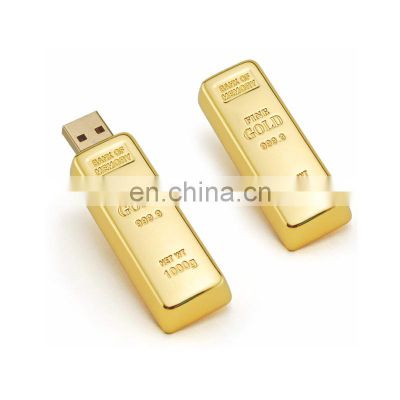 Fashion Shiny Gold bar shape USB flash disk 1gb/2gb/4gb/8gb/16gb/32gb USB 2.0/3.0 Flash Drive