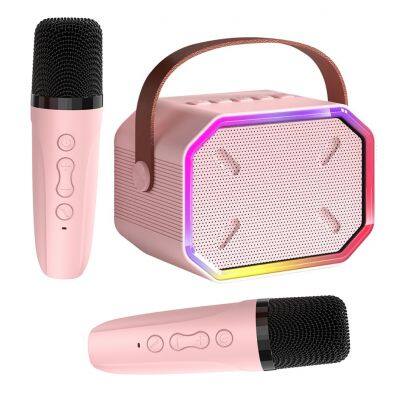 Small Karaoke Machine Portable Bluetooth Speaker With 2 Mic Microphone For Adults Kids Adults Christmas Gift