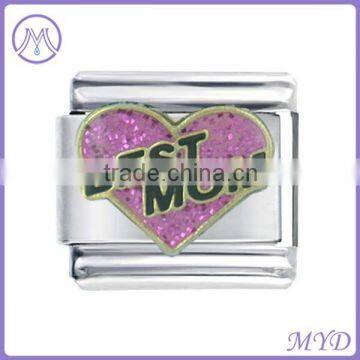 Mother's Day Mom and Flower Italian Charms in 304 Stainless Steel Bracelet photo-6