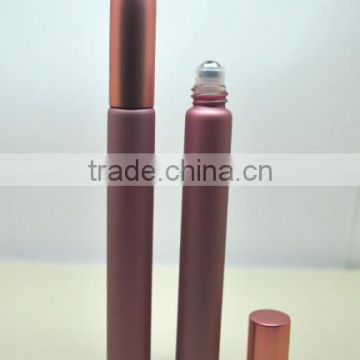 10ml slim painting color glass vial with stainless steel roller ball and long cap