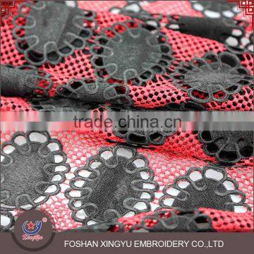 Promotion Custom Red and Purple Latest Net Embroidery Designs Elastic Mesh Fabric for Girls Dress photo-4