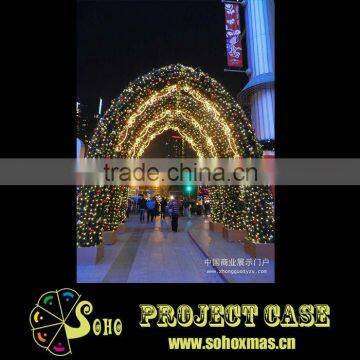 Christmas golden LED light with rattan arches outdoor decorations
