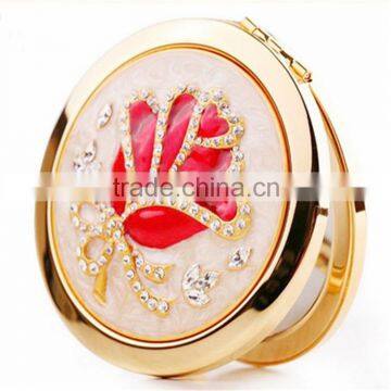 rose embossed custom logo factory pric ladies gift compact mirrors 1629