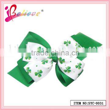 High quality no fade no deformation grosgrain ribbon bow clover hair ribbon (SYC-0031)