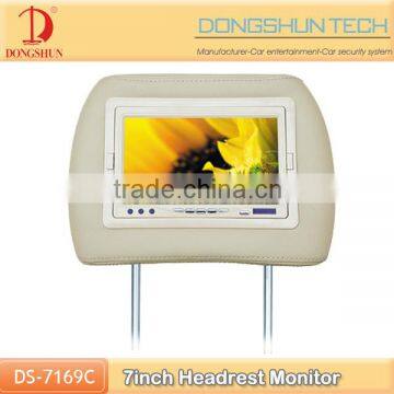 7" car TFT LCD headrest monitor with zipper cover