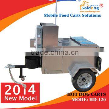 CE and ISO approved stainless steel mobile used hot dog carts for sale hot dog service cart