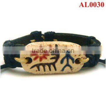 Genuine Leather Bracelet with natural stones and cords AL0030