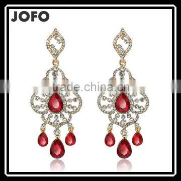 Stylish Retro Rhombus Crystal Ethnic Style Chandelier Earrings