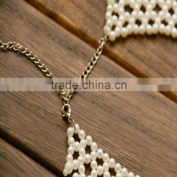 2016 Fine Jewelry Gold Bib Necklace With Pearl, Artificial Pear Statement Necklace, Simulated Pearl Pendant Necklace for Lady photo-5