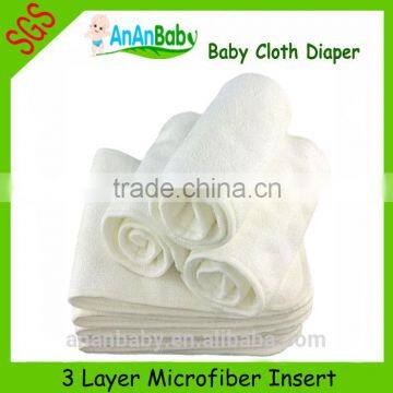 Quick absorbent Reusable 3 Layer Microfiber cloth diaper Inserts