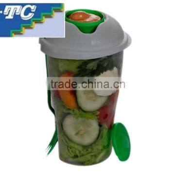 Fresh Salad Container Serving Cup Shaker with Dressing Container Fork Food Storage