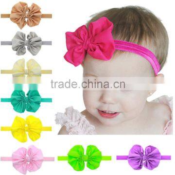 Hot-sales kids solid fabric bow Headband girl large bow Hair band Toddler baby knotted Headband wh-1822