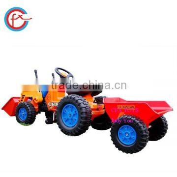 Kids Fun Toys Pedal Tractor With Roll Bar Loader and Trailer 413 photo-4