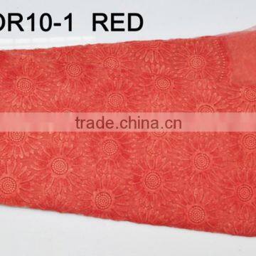 OR10-1 red double organza african lace fabric 2015