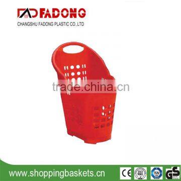 Large capacity retail rolling shopping basket with wheels for supermarket and home