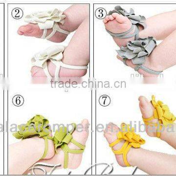 New fashion Wholesale Barefoot Cotton Sandals Photo studio baby sandal with flower