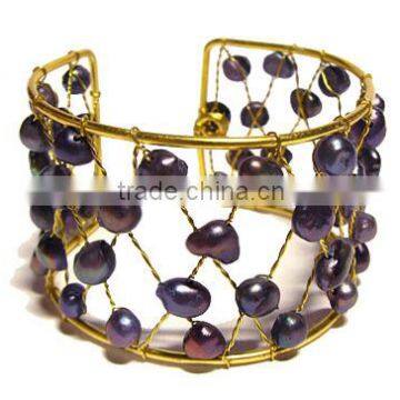 MMCF499A080 Handmade in Thailand Handwoven Freshwater Pearl Beaded Bracelet Boho Fashion Jewelry Semiprecious Stone Summer 2016