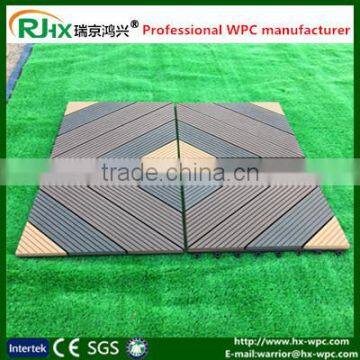 wpc decking tile flooring for swimming pool with non-slip wood composite decking tiles