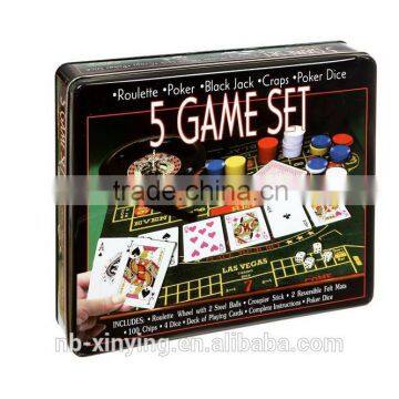 Hign quality popular 5 in1 100 poker chip game set hot selling