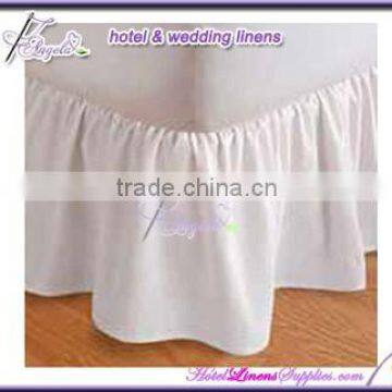 White Hotel Bed Skirt With Shirring Pleats, Fitted Bed Skirt, White Bed Skirts photo-2