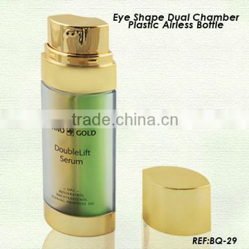 20ml 30ml Plastic cosmetic dual tube airless bottle V shaped bottle