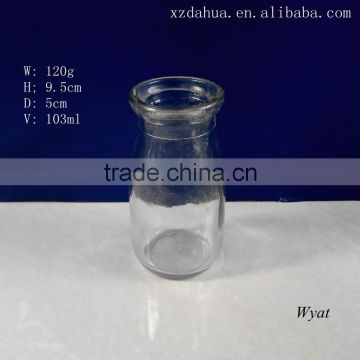 wholesale 100ml glass pudding bottle daily dairy bottle with rubber stopper