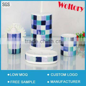 Checks Printed Ceramic bathroom accessory set/bathroom set