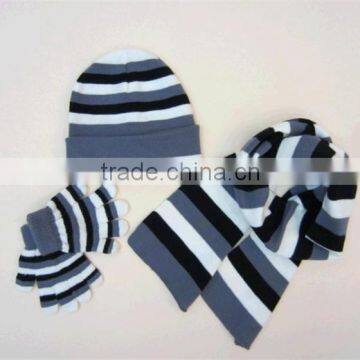 100% acrylic jacquard knitted hat,gloves and scarf set