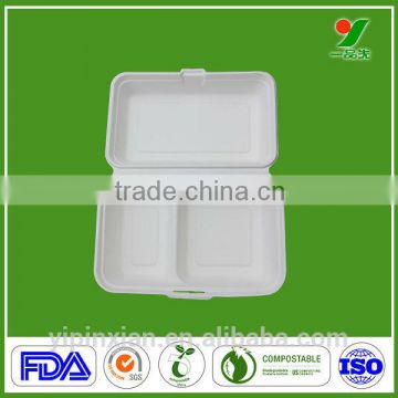 China supplier disposable biodegradable sugarcane pulp food box