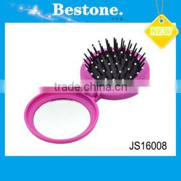 Plastic Hair brush Pocket Folding Comb With Mirror