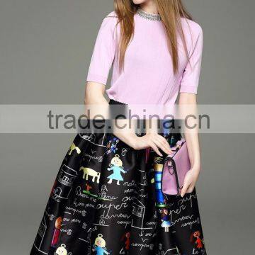 Lady's Knit Round-neck With Beads 3/4 Sleeve Pullover photo-3