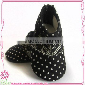 Farvision girl doll shoes, black leather doll shoes, oem doll shoe