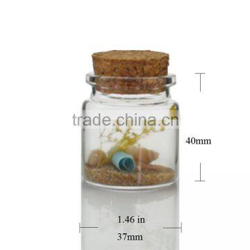 Mini Glass Bottles Cork Tops Message Weddings Wish Jewelry Party Favors-Size:37*50mm