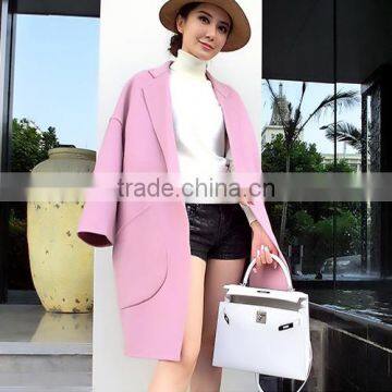 Womens Pocket Long Casual Winter Wool Blends Lapel Trench Coat OvercoatOEM ODM Type Clothes Factory Manufacturer Guangzhou