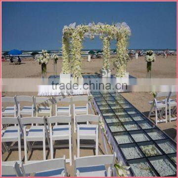 Acrylic glass portable wedding stage decoration with flower pillars