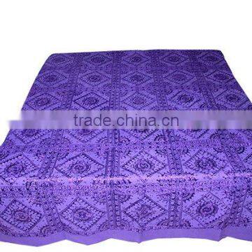 Luxury Blue Mirror Embroidery Bedspread