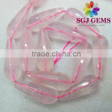 Rose Quartz Faceted Teardrop Beads