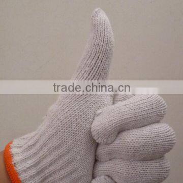 7guage nature white China hot sales low price cotton coated gloves