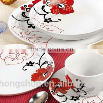 Coupe Shape 20pcs Dinner Set with Decal, Porcelain Dinnerware