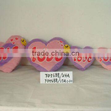 17cm/24cm fashional customized soft plush stuffed pink/purple heart pillow with embroidered letter"LOVE" for valentine day