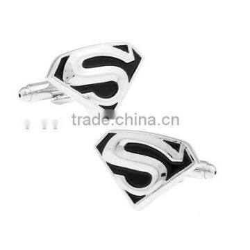 Recessed Black Superman Shield Cufflinks