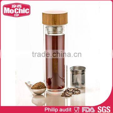 12OZ / 340ML Mochic Double Wall Glass Bottle/ Outdoor Glass Bottle/ Insulated Glass Tea Bottle photo-3