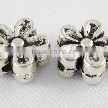 Tibetan Silver Beads, Lead Free and Nickel Free, about 7mm in diameter, 3.5mm thick, hole: 1mm. (LF0476Y-NF)