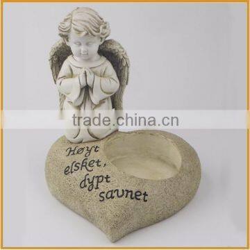 New design polyresin angel with candle holder